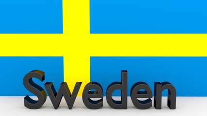 Writing Sweden in front of a swedish flag