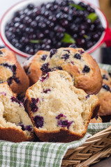 Split fresh huckleberry muffin