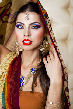 Young pretty woman in indian dress