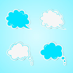 Hand drawn speech and thought bubble set.