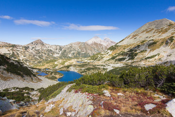 Fototapeta na wymiar Mountains valley lakes. Bulagria, Pirin mountain ridge. 