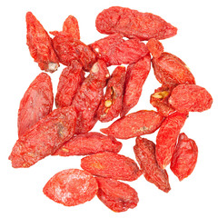 handful of Dried goji berries isolated