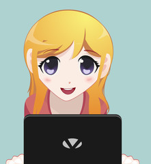 Manga Girl with a laptop