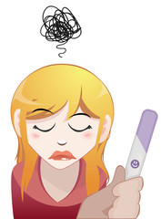 Woman with a positive pregnancy test