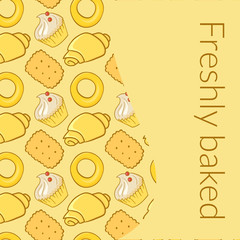 Vector illustration delicious pastries in doodle style with