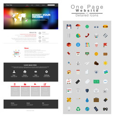 One page website design template. All in one set for website des
