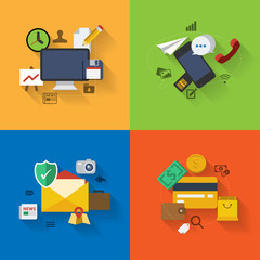 Set of flat design concept icons for web and mobile phone servic