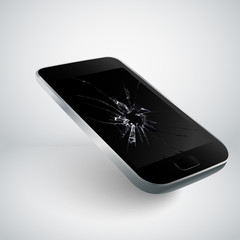 Broken mobile phone, vector