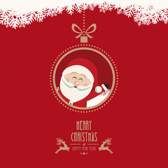 santa claus wave christmas ball snowflakes vintage background