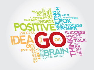 GO Innovate business concept vector words cloud background