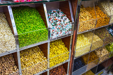 dried herbs flowers spices in the spice souq at Deira