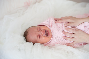 crying baby girl or boy isolated