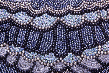 Closeup of Embroided Pattern in Beads on Scatter Cushion