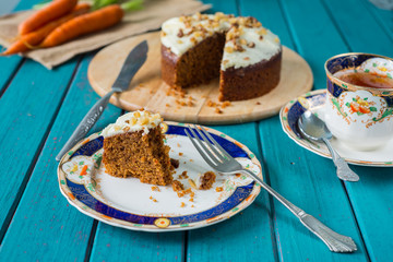 Traditional tea and carrot cake