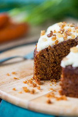 Freshly decorated organic carrot cake
