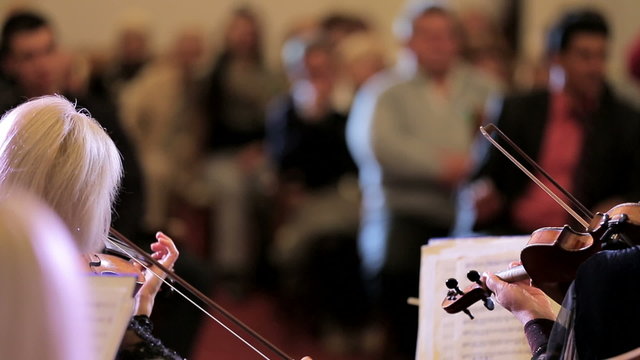 Musicians Playing the Violon In Front Of Audience