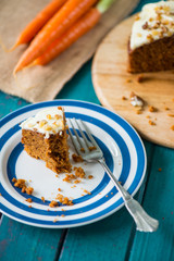 Traditional carrot cake on plate
