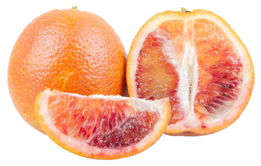 fresh sliced red oranges isolated