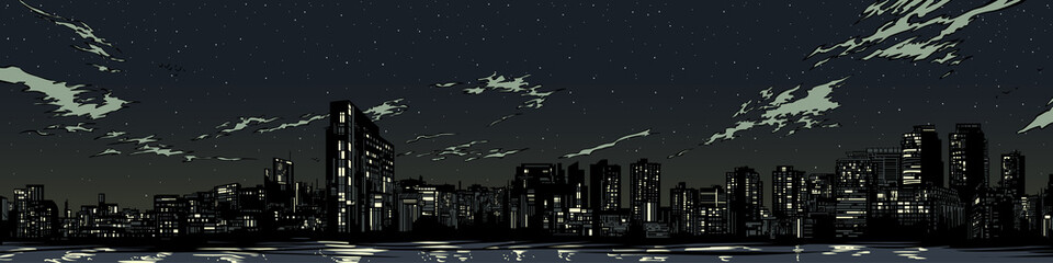 Night city silhouett