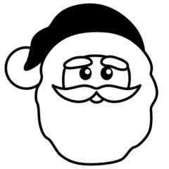 Icon Weihnachtsmann-Gesicht, schwarz-weiß, Vektor, freigestellt