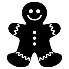 Icon Lebkuchenmann, schwarz-weiß, Vektor, freigestellt