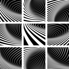 Illusion of whirl movement. Abstract backgrounds set.