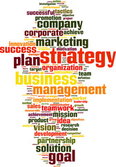 Obraz premium Strategy word cloud concept. Vector illustration