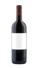 Red wine bottle isolated with blank label.