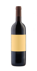 Red wine bottle isolated with blank label.