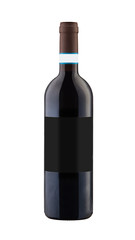 Red wine bottle isolated with blank label.