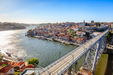 Fototapeta na wymiar Famous Douro River with Dom Luis Bridge