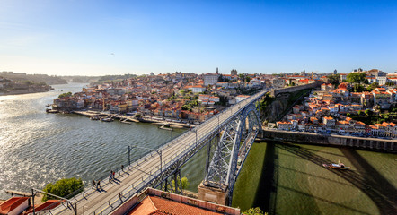 Fototapeta na wymiar Architectural Dom Luis Bridge at Porto Portugal