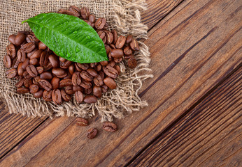 coffee beans on wood texture