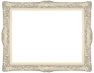 White baroque Frame isolated on white background.