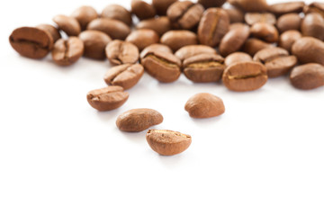 coffee beans close up isolated