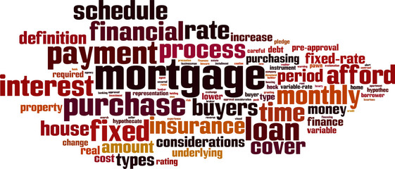Mortgage word cloud concept. Vector illustration