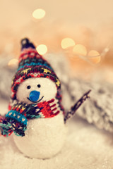 Snowman On Snowy Background