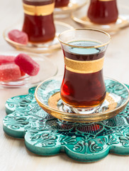 Traditional Turkish tea in glasses