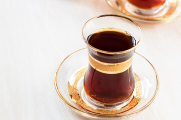 Traditional Turkish tea in glasses
