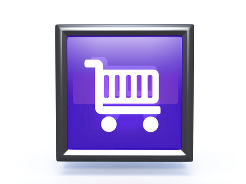 shopping cart square icon on white background