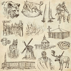 Belarus: Travel around the World. An hand drawn illustration.