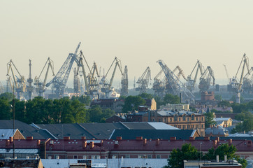 Obraz premium High view the port of St. Petersburg,