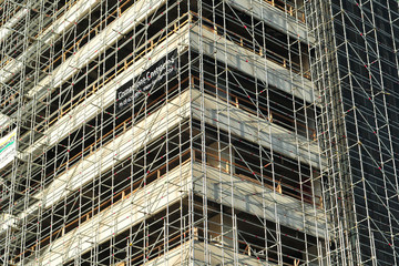 Detail of structure of metal scaffolding
