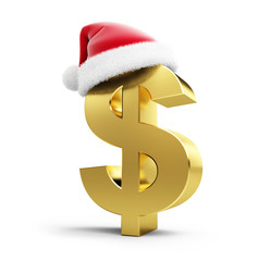 dollar sign santa hat on a white background