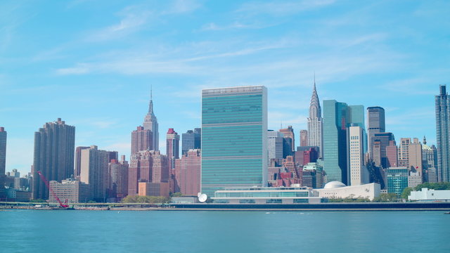 day time manhattan panorama 4k time lapse from new york city