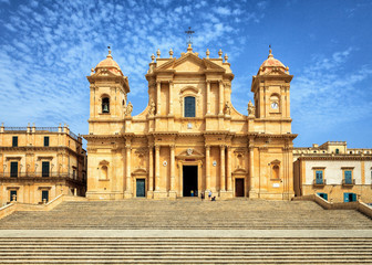 Famous Architectural Noto Cathedral, Sicily, Italy - obrazy, fototapety, plakaty