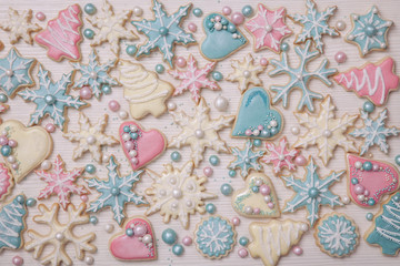 Pastel colored cookies - obrazy, fototapety, plakaty