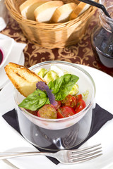 salad with cheese and herbs and vegetables