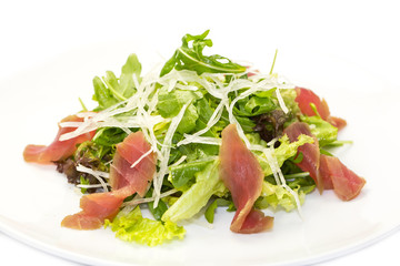 salad of arugula and tuna vegetables
