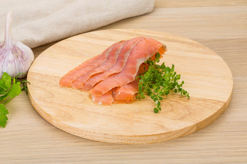 Sliced salmon